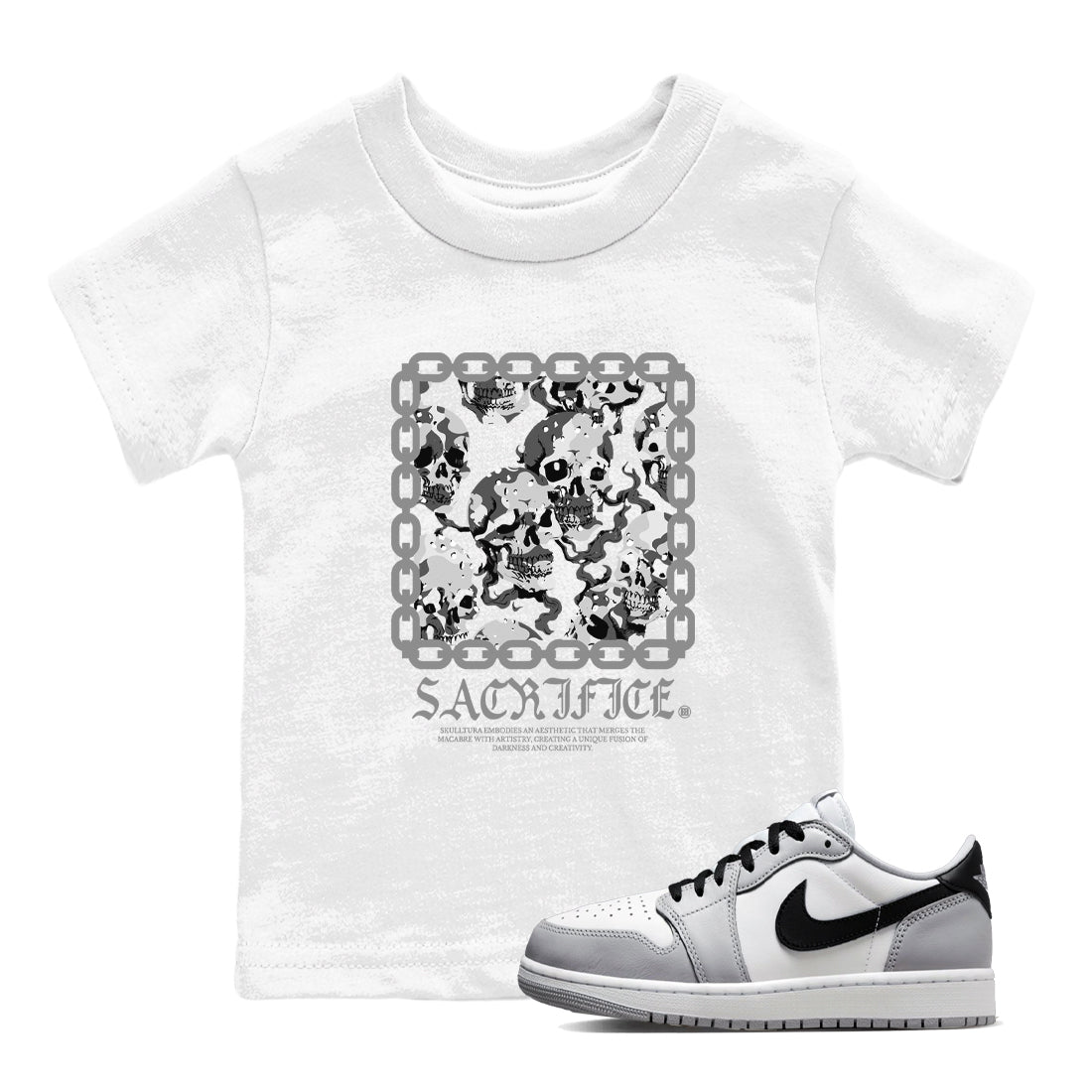 AJ1 Wolf Grey shirts to match jordans Sacrifice sneaker match tees Air Jordan 1 Wolf Grey SNRT Sneaker Tees streetwear brand Baby and Youth White 1 cotton tee