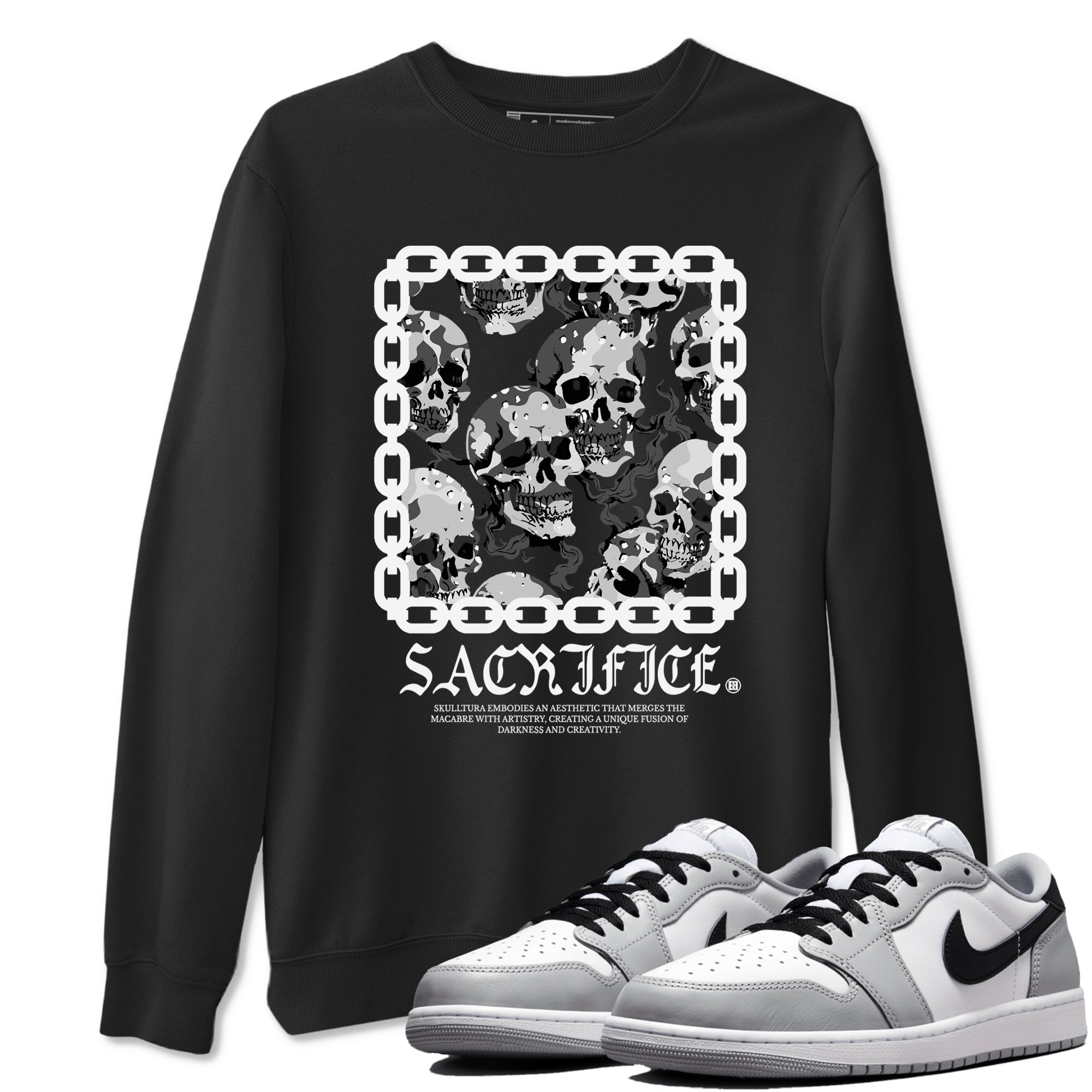 AJ1 Wolf Grey shirts to match jordans Sacrifice sneaker match tees Air Jordan 1 Wolf Grey SNRT Sneaker Tees streetwear brand Black 1 unisex cotton tee