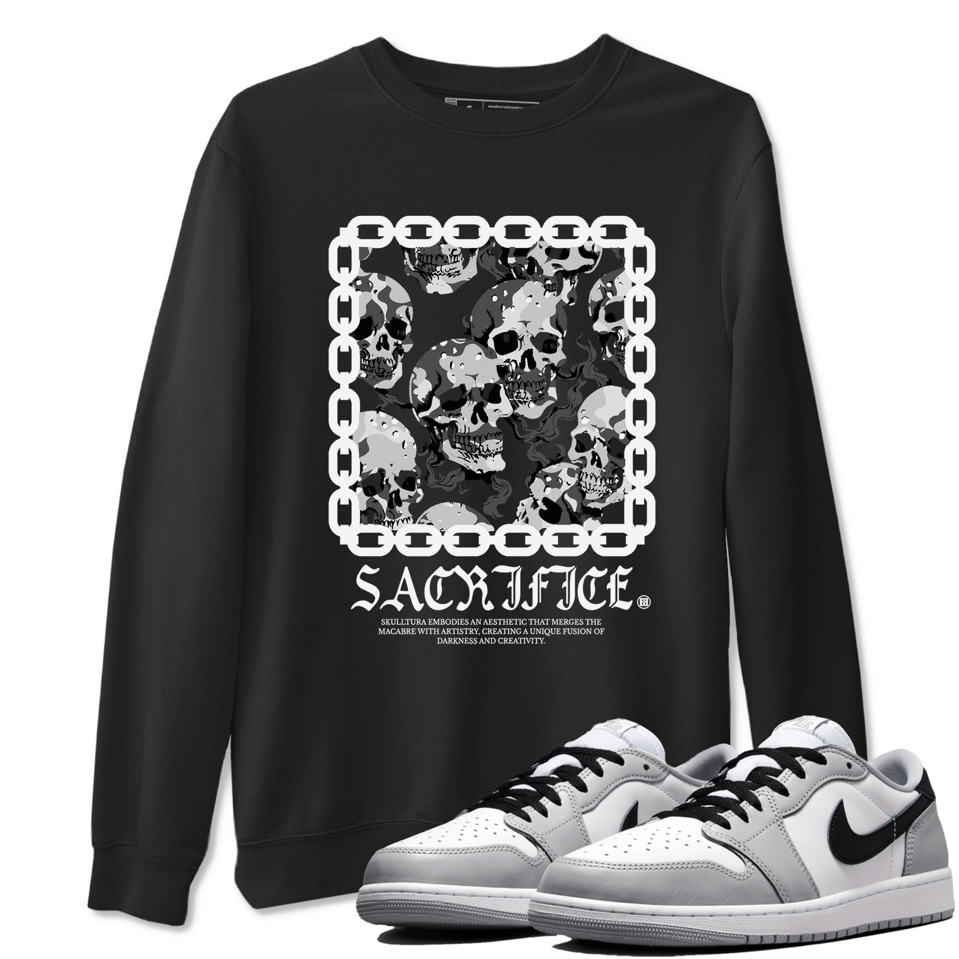 AJ1 Wolf Grey shirts to match jordans Sacrifice sneaker match tees Air Jordan 1 Wolf Grey SNRT Sneaker Tees streetwear brand Black 1 unisex cotton tee