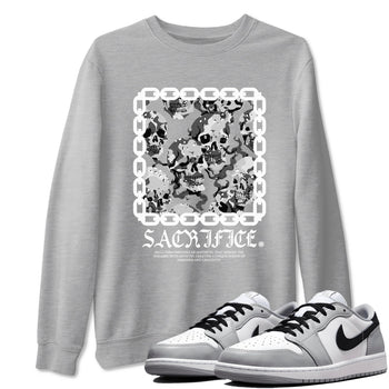 AJ1 Wolf Grey shirts to match jordans Sacrifice sneaker match tees Air Jordan 1 Wolf Grey SNRT Sneaker Tees streetwear brand Heather Grey 1 unisex cotton tee