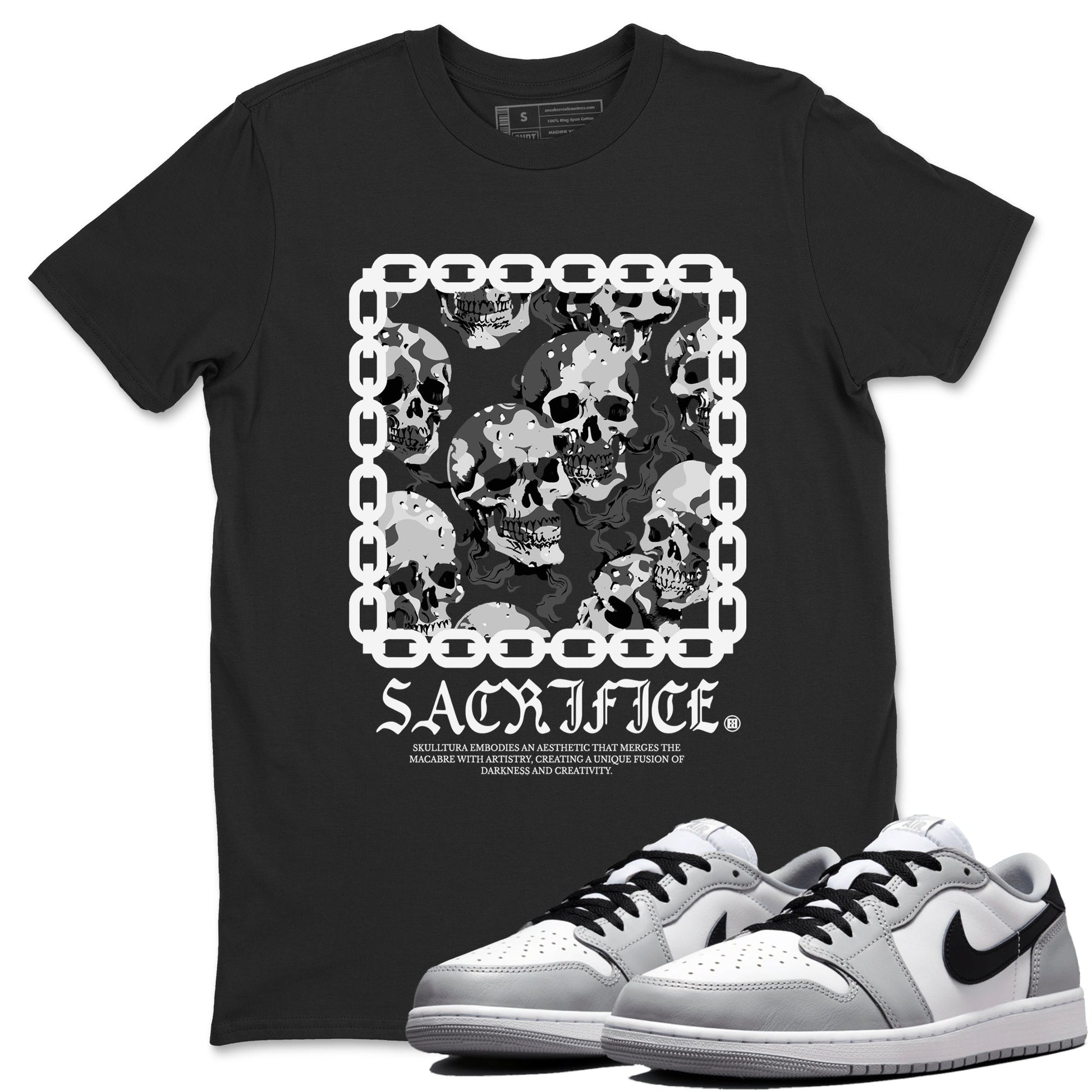 AJ1 Wolf Grey shirts to match jordans Sacrifice sneaker match tees Air Jordan 1 Wolf Grey SNRT Sneaker Tees streetwear brand Black 1 unisex cotton tee