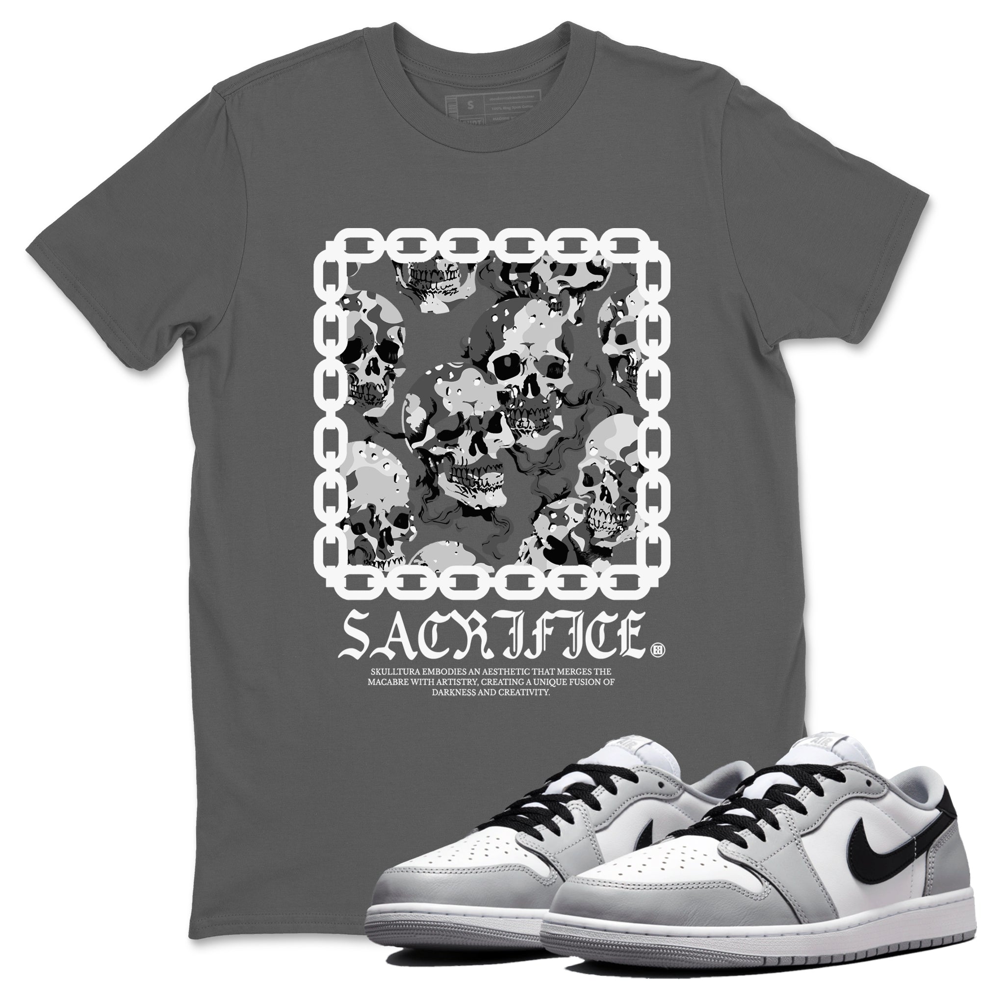 AJ1 Wolf Grey shirts to match jordans Sacrifice sneaker match tees Air Jordan 1 Wolf Grey SNRT Sneaker Tees streetwear brand Cool Grey 1 unisex cotton tee