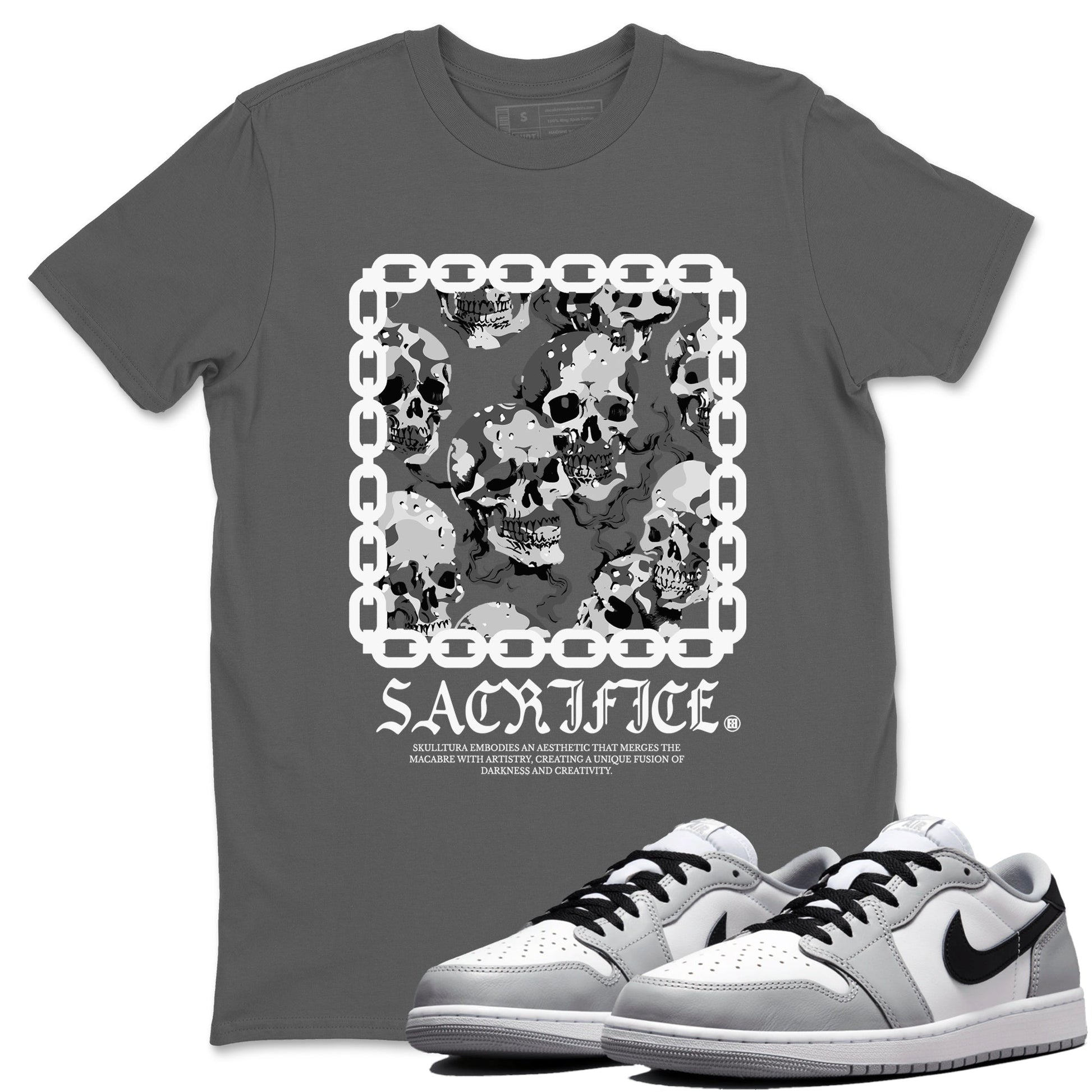 AJ1 Wolf Grey shirts to match jordans Sacrifice sneaker match tees Air Jordan 1 Wolf Grey SNRT Sneaker Tees streetwear brand Cool Grey 1 unisex cotton tee