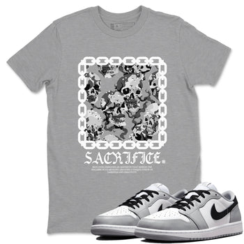 AJ1 Wolf Grey shirts to match jordans Sacrifice sneaker match tees Air Jordan 1 Wolf Grey SNRT Sneaker Tees streetwear brand Heather Grey 1 unisex cotton tee