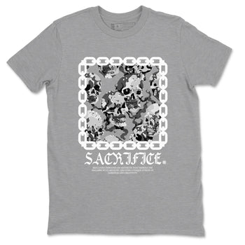 AJ1 Wolf Grey shirts to match jordans Sacrifice sneaker match tees Air Jordan 1 Wolf Grey SNRT Sneaker Tees streetwear brand Heather Grey 2 unisex cotton tee