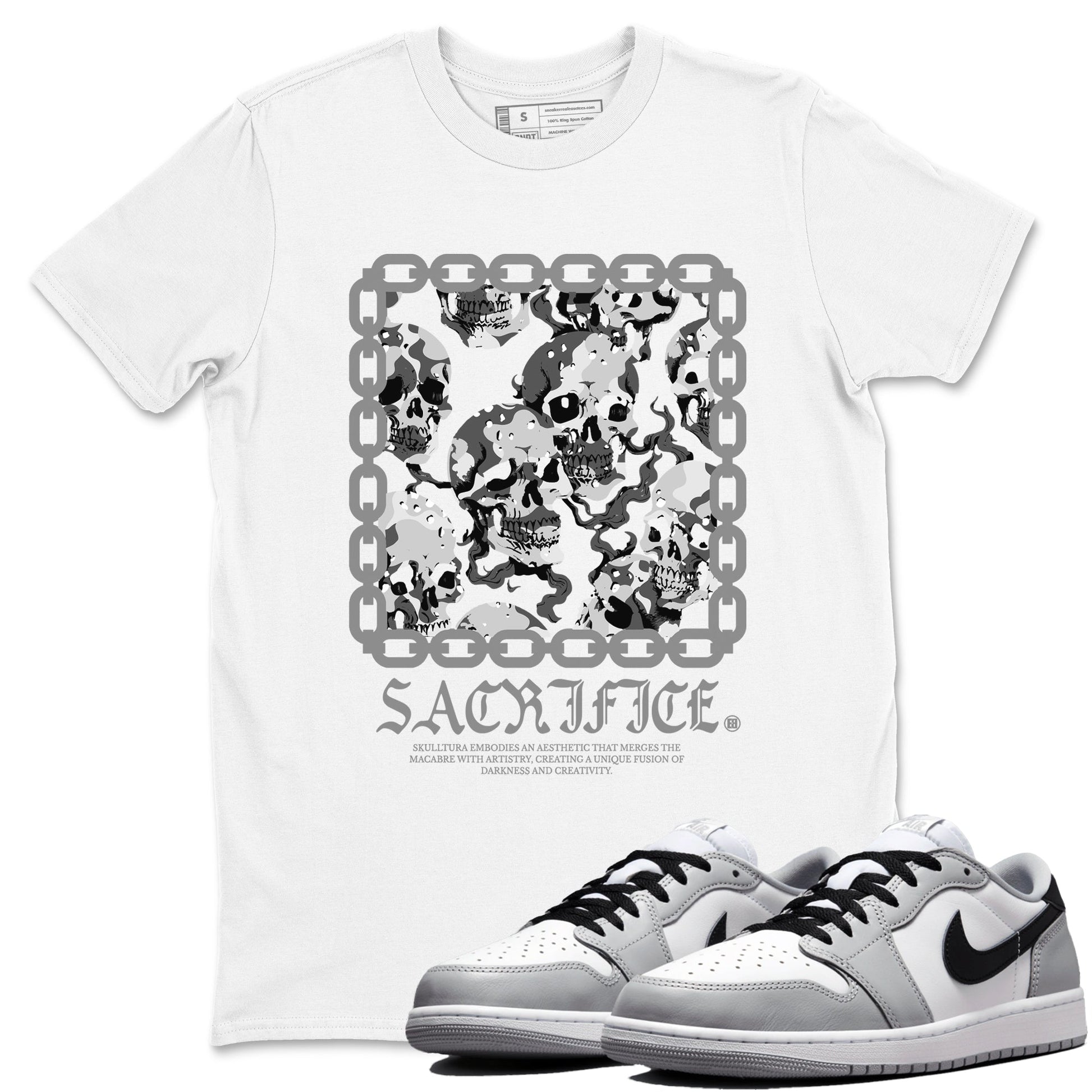AJ1 Wolf Grey shirts to match jordans Sacrifice sneaker match tees Air Jordan 1 Wolf Grey SNRT Sneaker Tees streetwear brand White 1 unisex cotton tee
