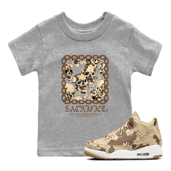 3s Desert Camo shirts to match jordans Sacrifice sneaker match tees Air Jordan 3 Desert Camo SNRT Sneaker Tees streetwear brand Baby and Youth Heather Grey 1 cotton tee