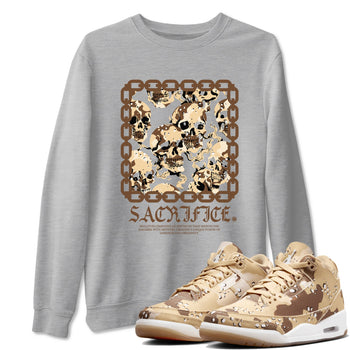 3s Desert Camo shirts to match jordans Sacrifice sneaker match tees Air Jordan 3 Desert Camo SNRT Sneaker Tees streetwear brand Heather Grey 1 unisex cotton tee
