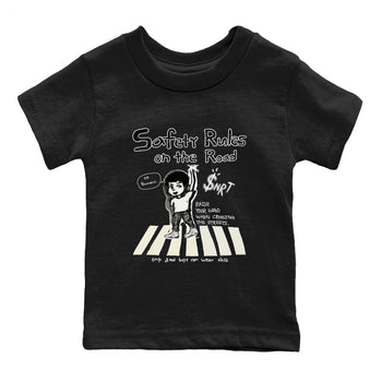 AJ5 Sail shirt to match jordans Safety Rules On The Road sneaker tees Air Jordan 5 Sail SNRT sneaker release tees baby toddler Black 2 cotton Shirt