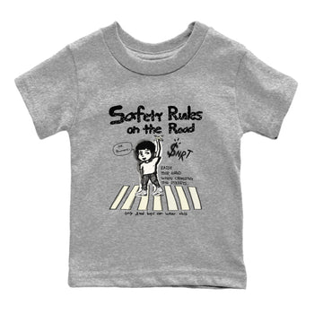 AJ5 Sail shirt to match jordans Safety Rules On The Road sneaker tees Air Jordan 5 Sail SNRT sneaker release tees baby toddler Heather Grey 2 cotton Shirt