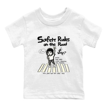 AJ5 Sail shirt to match jordans Safety Rules On The Road sneaker tees Air Jordan 5 Sail SNRT sneaker release tees baby toddler White 2 cotton Shirt