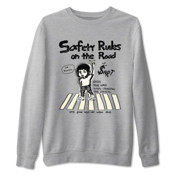 AJ5 Sail shirt to match jordans Safety Rules On The Road sneaker tees Air Jordan 5 Sail SNRT Sneaker Release Tees unisex cotton Heather Grey 2 crew neck shirt