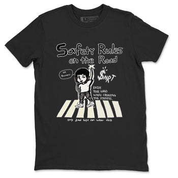 AJ5 Sail shirt to match jordans Safety Rules On The Road sneaker tees Air Jordan 5 Sail SNRT Sneaker Release Tees unisex cotton Black 2 crew neck shirt