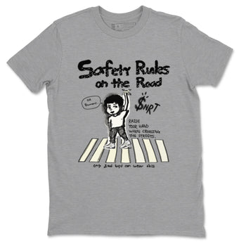AJ5 Sail shirt to match jordans Safety Rules On The Road sneaker tees Air Jordan 5 Sail SNRT Sneaker Release Tees unisex cotton Heather Grey 2 crew neck shirt