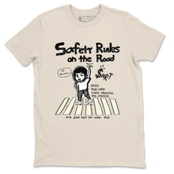 AJ5 Sail shirt to match jordans Safety Rules On The Road sneaker tees Air Jordan 5 Sail SNRT Sneaker Release Tees unisex cotton Natural 2 crew neck shirt