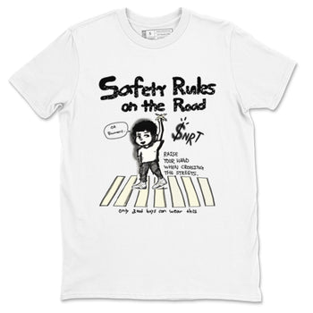 AJ5 Sail shirt to match jordans Safety Rules On The Road sneaker tees Air Jordan 5 Sail SNRT Sneaker Release Tees unisex cotton White 2 crew neck shirt