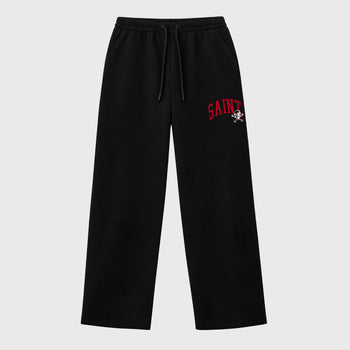 Saint Bones graphic wide cut sweatpants designed to match the Air Jordan 12 Retro Bloodline, featuring coordinated Black 1 options for a perfect streetwear vibe.