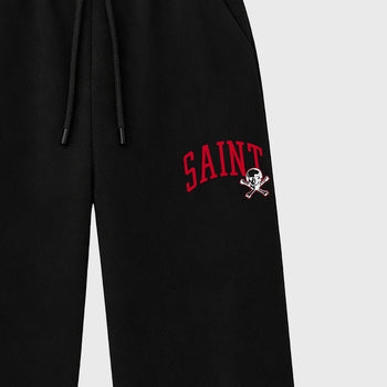 Saint Bones graphic wide cut sweatpants designed to match the Air Jordan 12 Retro Bloodline, featuring coordinated Black 2 options for a perfect streetwear vibe.