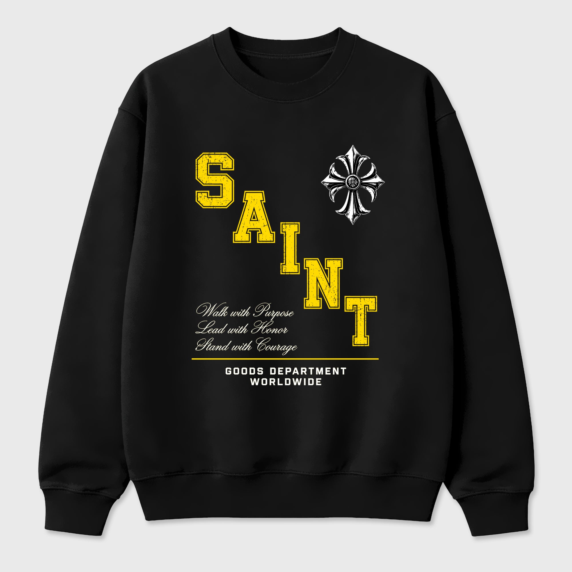 Saint Division Graphic T-Shirt featuring original streetwear artwork designed to match the Air Jordan 4 Tour Yellow. Black 2 Graphic Tee.