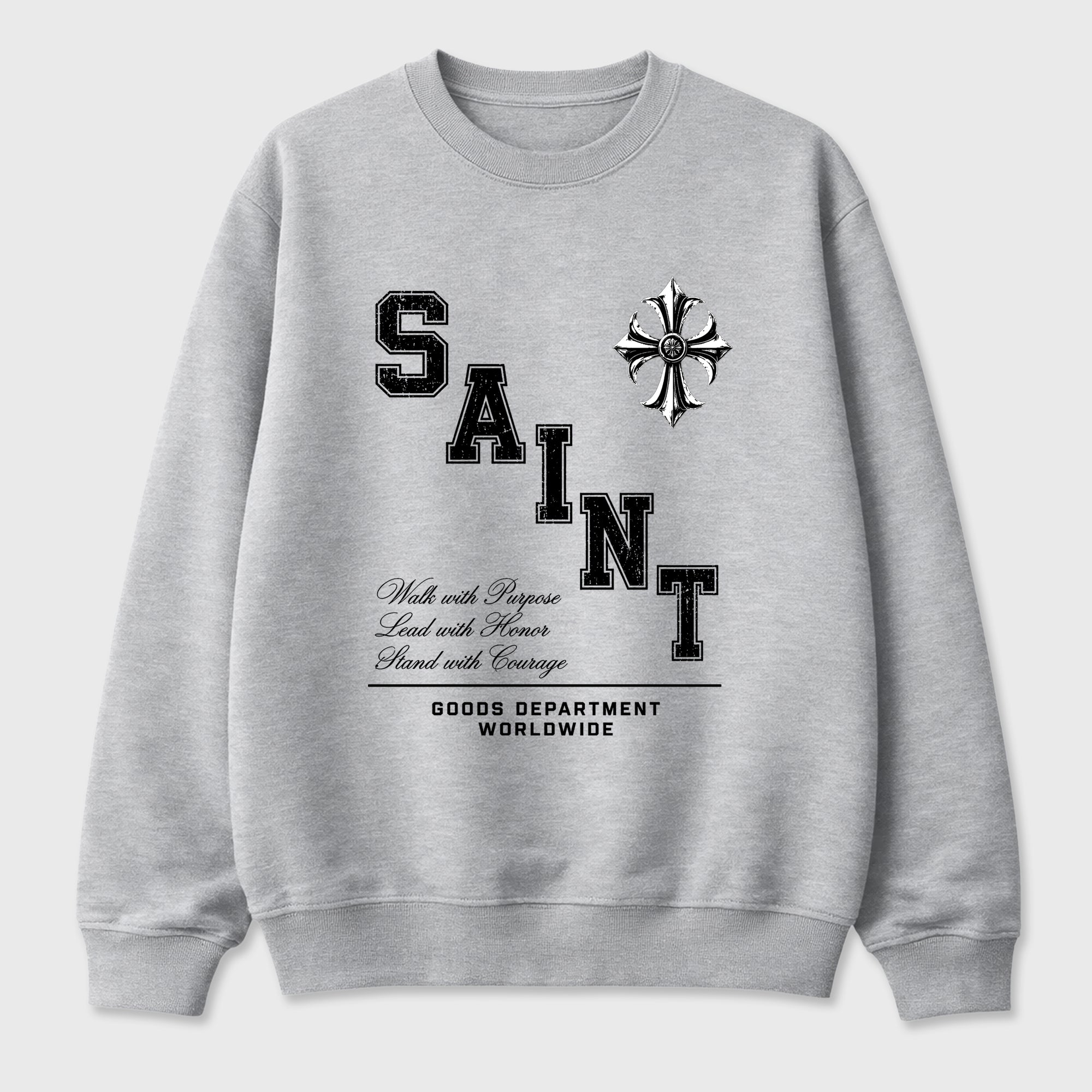 Saint Division Graphic T-Shirt featuring original streetwear artwork designed to match the Air Jordan 8 Chrome. Heather Grey 2 Graphic Tee.