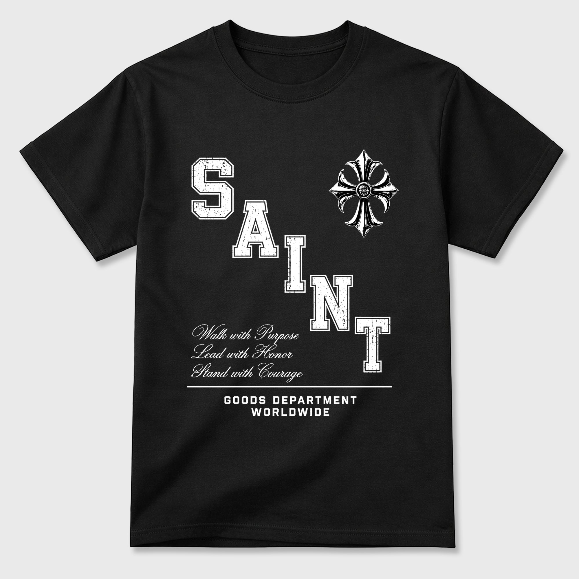 Saint Division Graphic T-Shirt featuring original streetwear artwork designed to match the Air Jordan 8 Chrome. Black 2 Graphic T-Shirt.