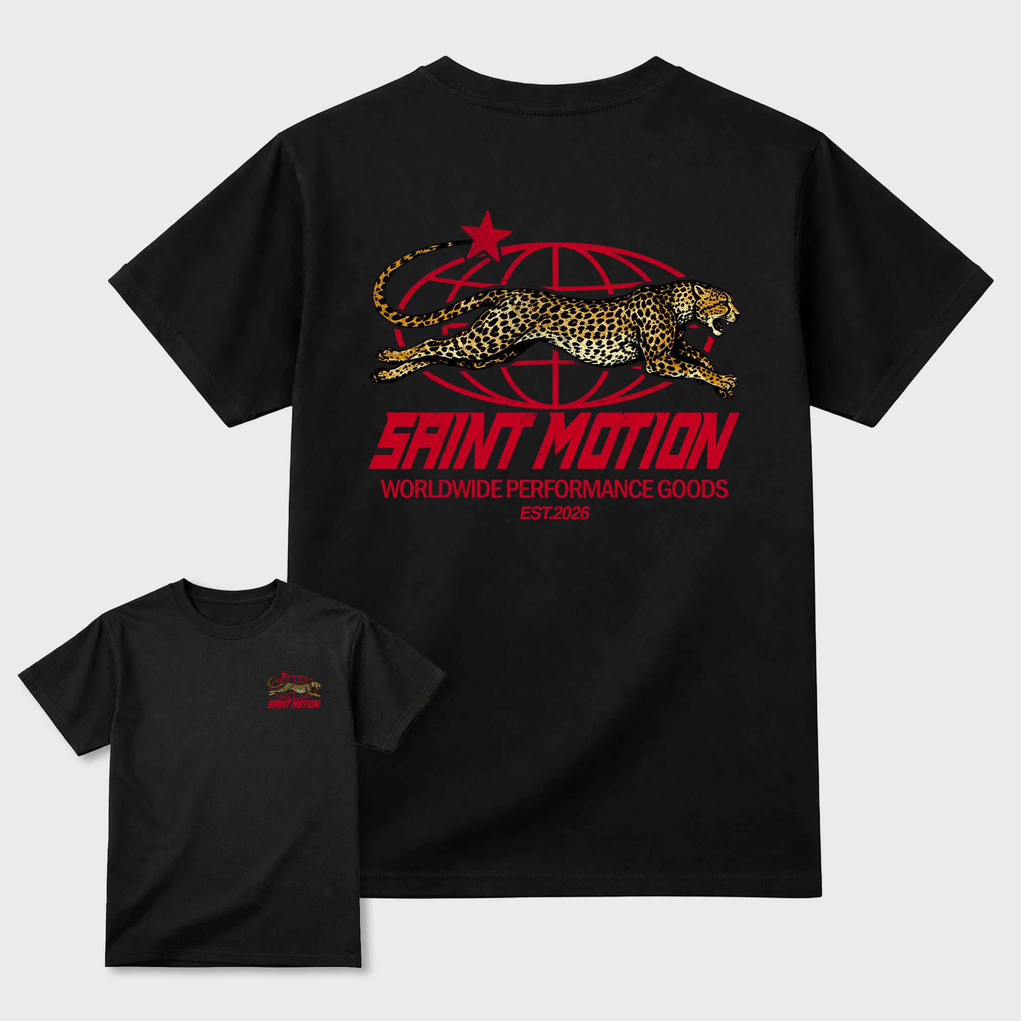 Saint Motion double side graphic tee styled to complete your fit with the AJ12 Bloodline, shown in Black.