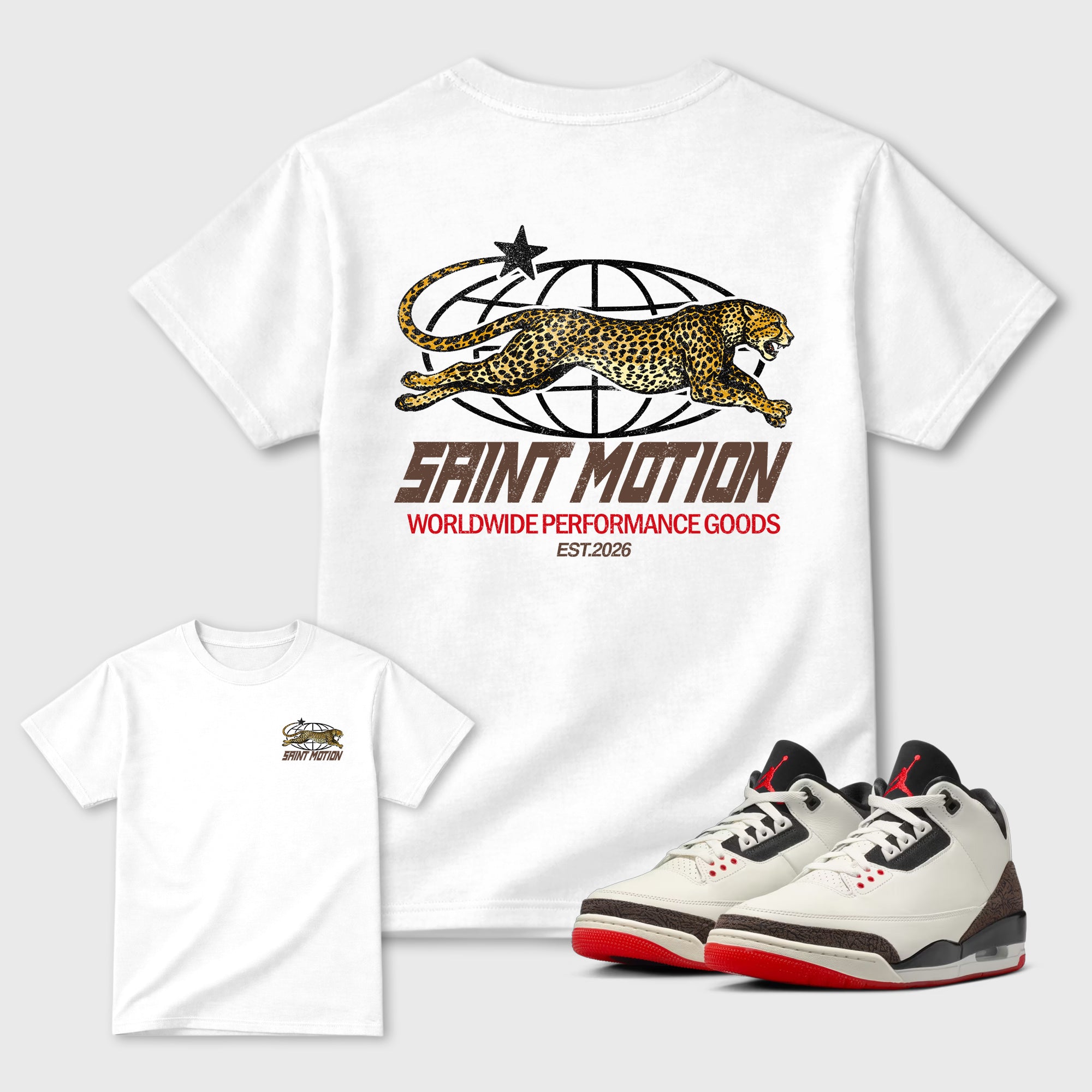 Saint Motion double side graphic tee styled to complete your fit with the AJ3 World's Best Dad, shown in White.