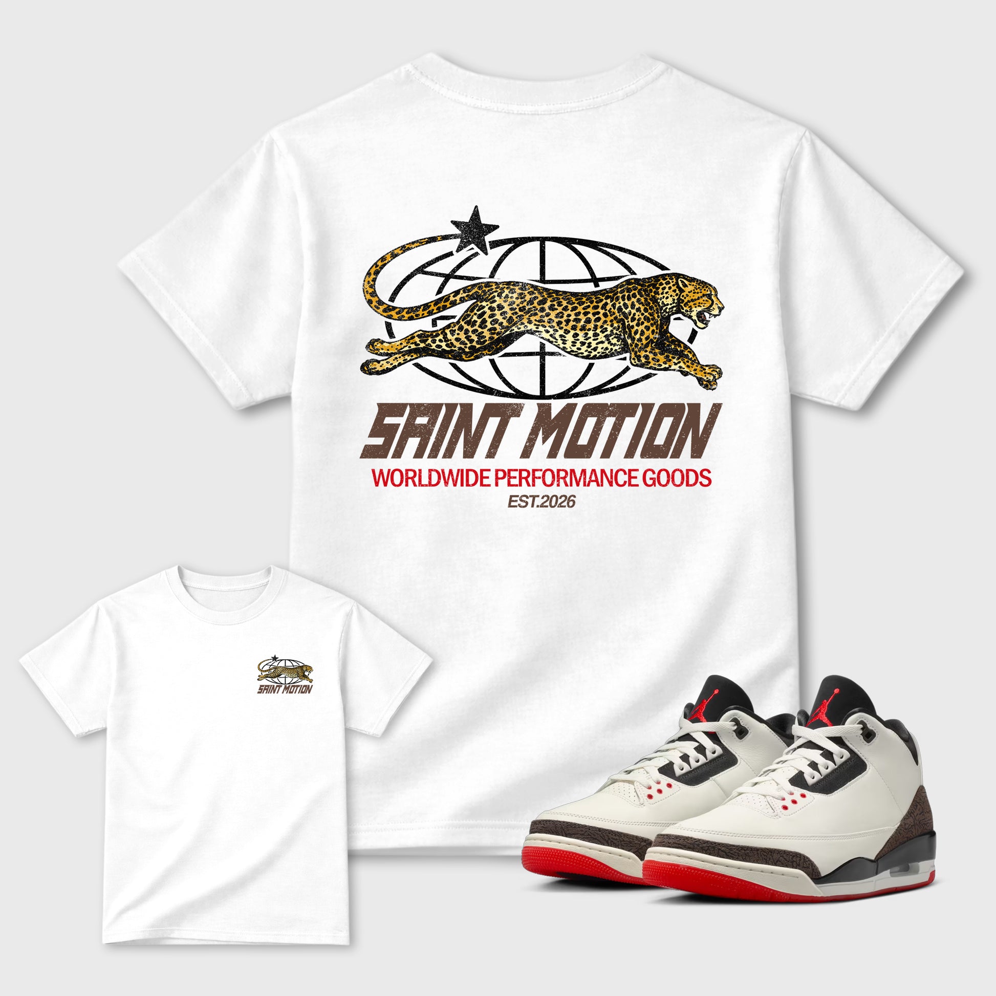 Saint Motion double side graphic tee styled to complete your fit with the AJ3 World's Best Dad, shown in White.