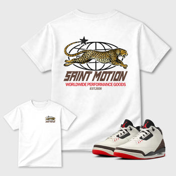 Saint Motion double side graphic tee styled to complete your fit with the AJ3 World's Best Dad, shown in White.