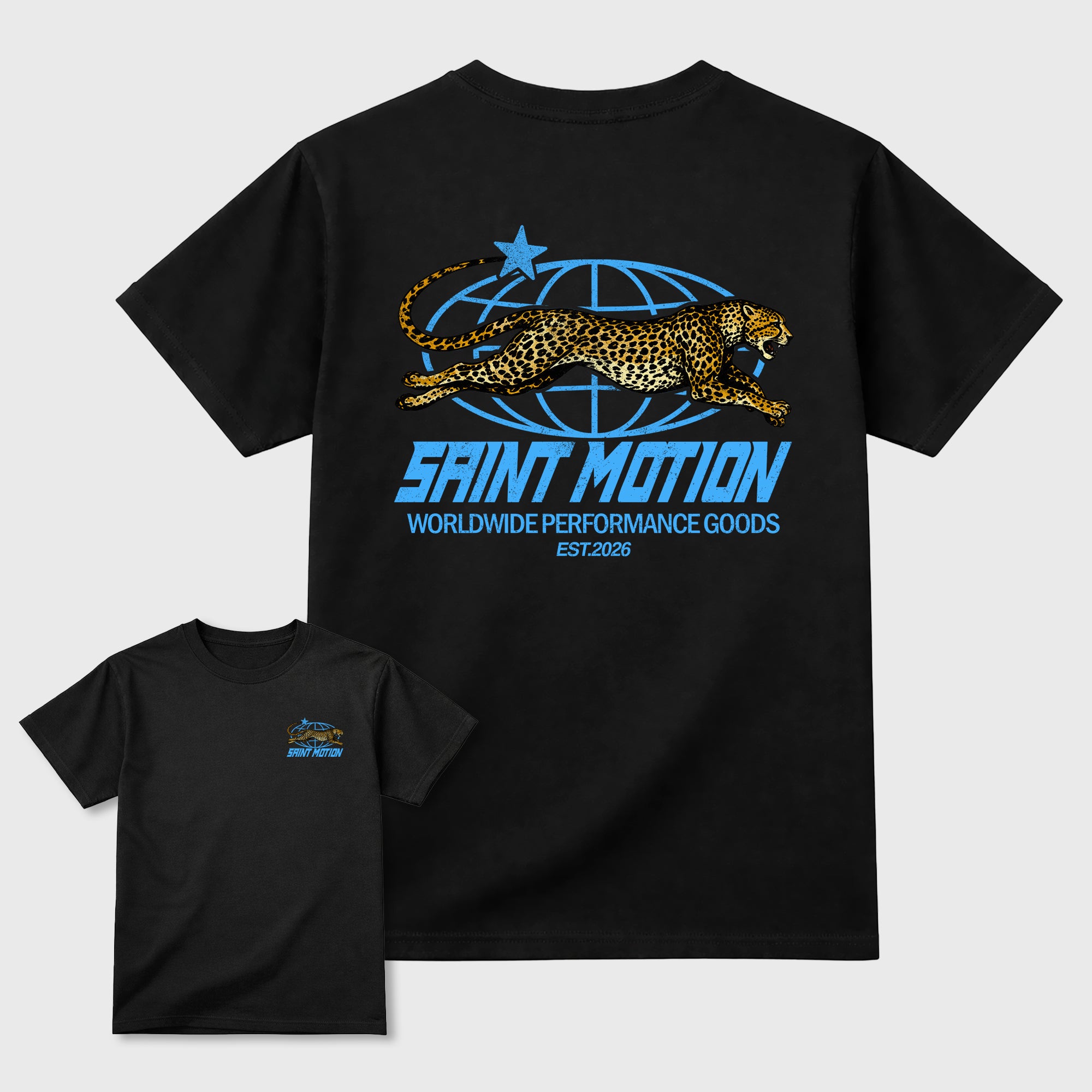 Saint Motion Graphic T-Shirt sneaker match tee designed for the sneakers, featuring coordinated color options for a perfect streetwear match. Black shirt.