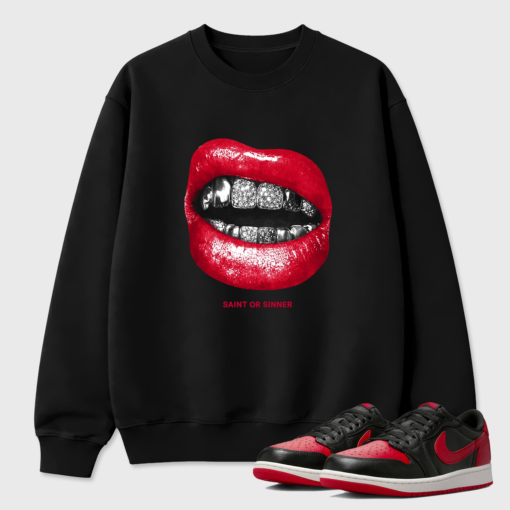 Sneaker match tees – Sneaker Tees To Match Air Jordan 1 Banned Shoes – Saint or Sinner Tee Black 1