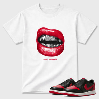 Sneaker match tees – Sneaker Tees To Match Air Jordan 1 Banned Shoes – Saint or Sinner Tee White 1
