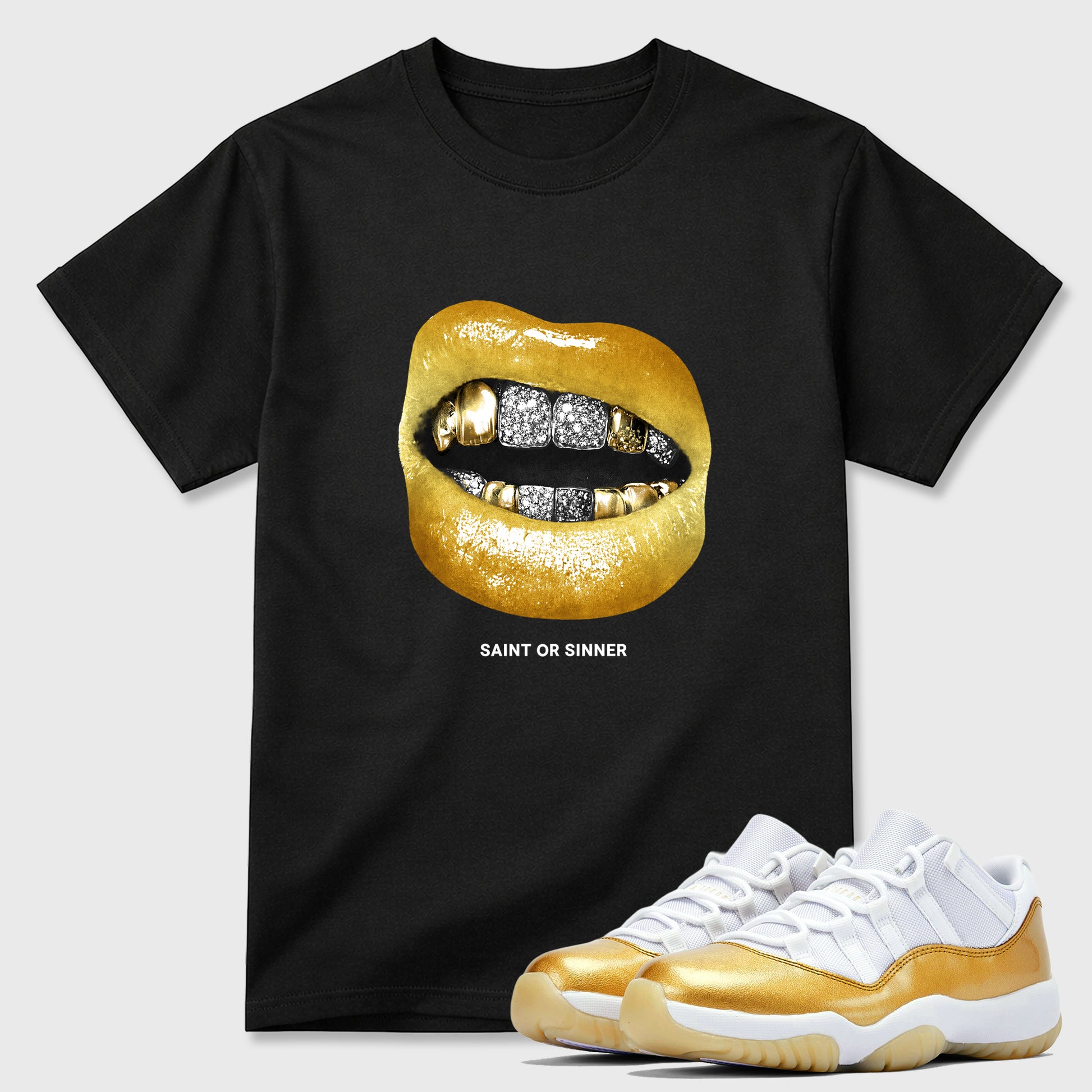 Sneaker match tees – Sneaker Tees To Match Air Jordan 11 Mother's Day Shoes – Saint or Sinner Tee Black 1