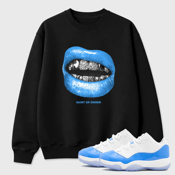 Sneaker match tees – Sneaker Tees To Match Air Jordan 11 University Blue Shoes – Saint Or Sinner Tee Black 1