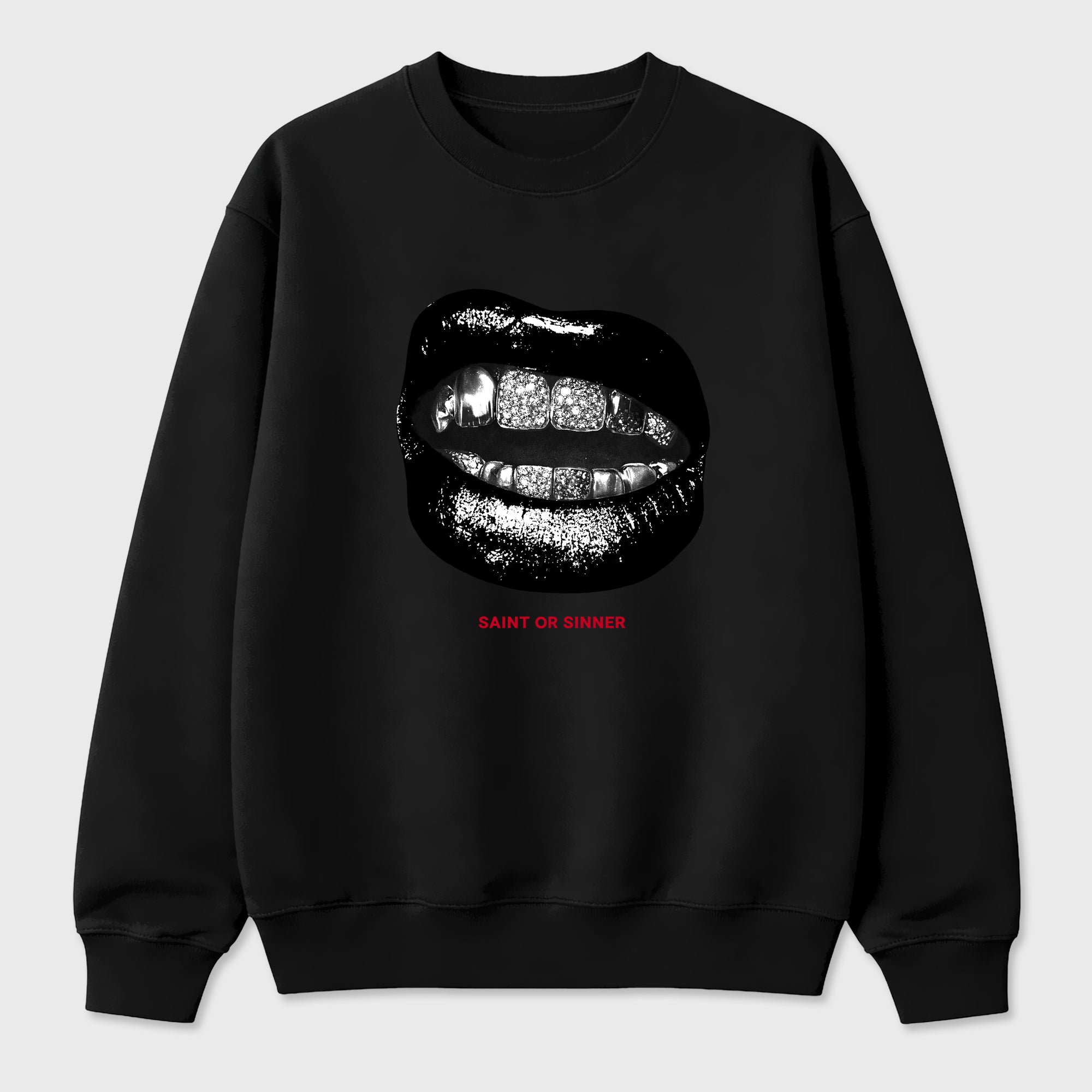 Saint or Sinner Graphic T-Shirt sneaker match tee designed for the Air Jordan 12 Retro Bloodline, featuring coordinated color options for a perfect streetwear match. Black 2 shirt.