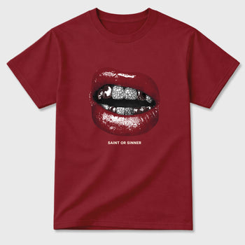 Saint or Sinner Graphic T-Shirt sneaker match tee designed for the Air Jordan 3 Bin 23, featuring coordinated color options for a perfect streetwear match. Cardinal 2 shirt.