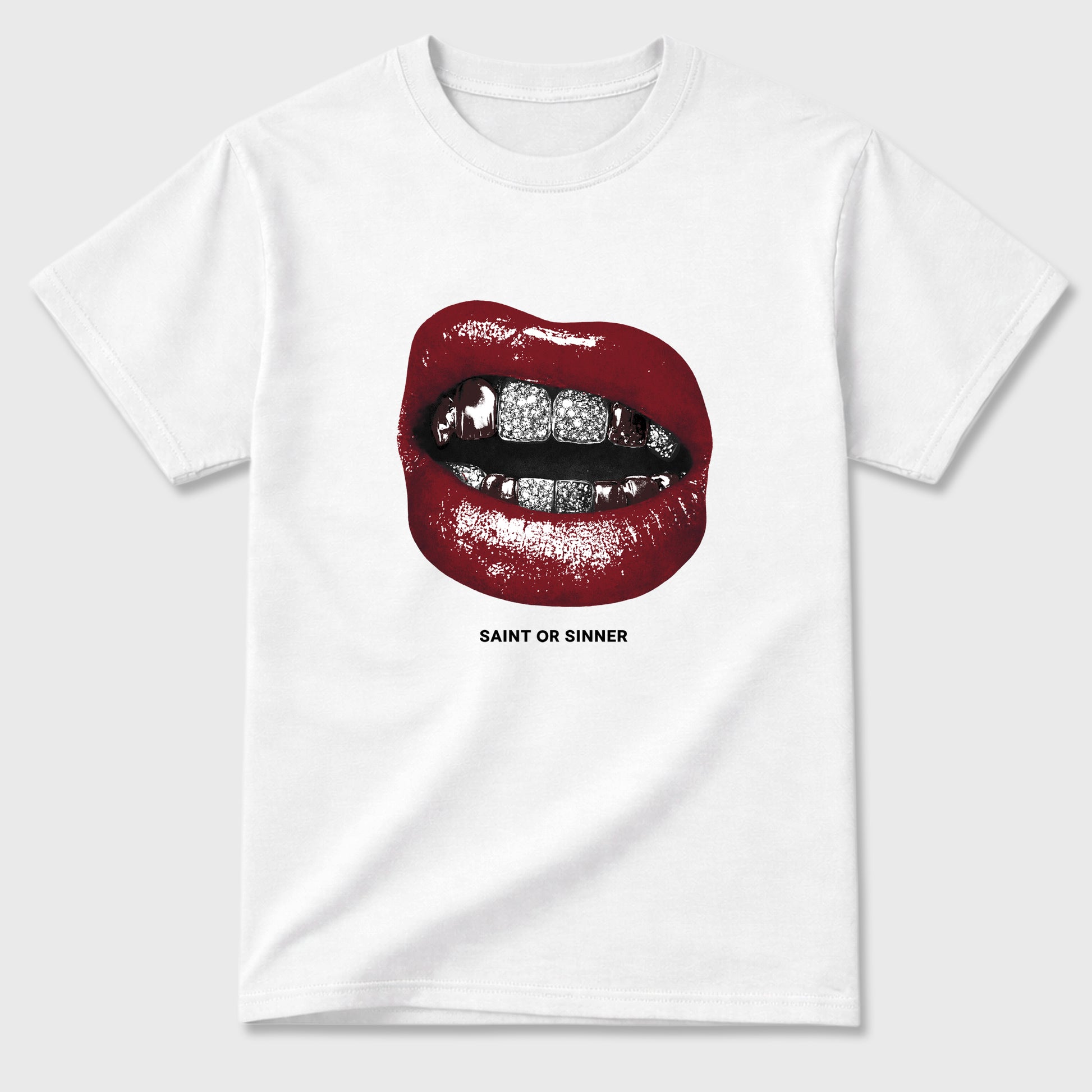 Saint or Sinner Graphic T-Shirt sneaker match tee designed for the Air Jordan 3 Bin 23, featuring coordinated color options for a perfect streetwear match. White 2 shirt.