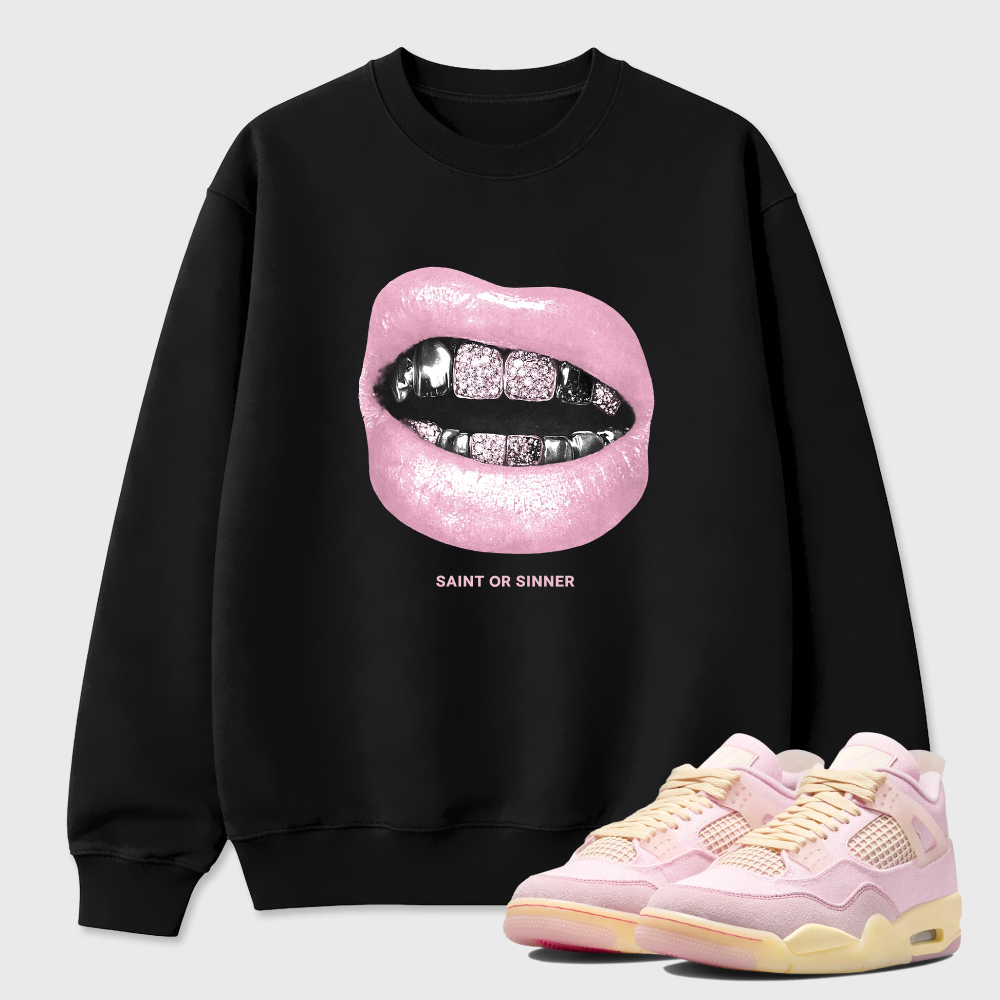 Sneaker match tees – Sneaker Tees To Match Air Jordan 4 Iced Carmine Shoes – Saint or Sinner Tee Black 1