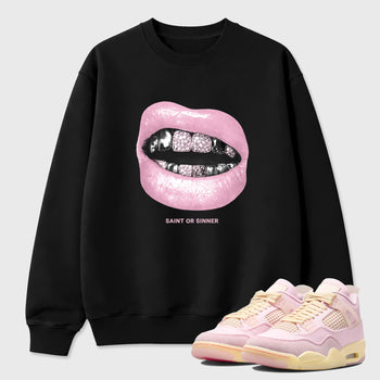 Sneaker match tees – Sneaker Tees To Match Air Jordan 4 Iced Carmine Shoes – Saint or Sinner Tee Black 1