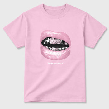 Sneaker match tees – Sneaker Tees To Match Air Jordan 4 Iced Carmine Shoes – Saint or Sinner Tee Pink 2