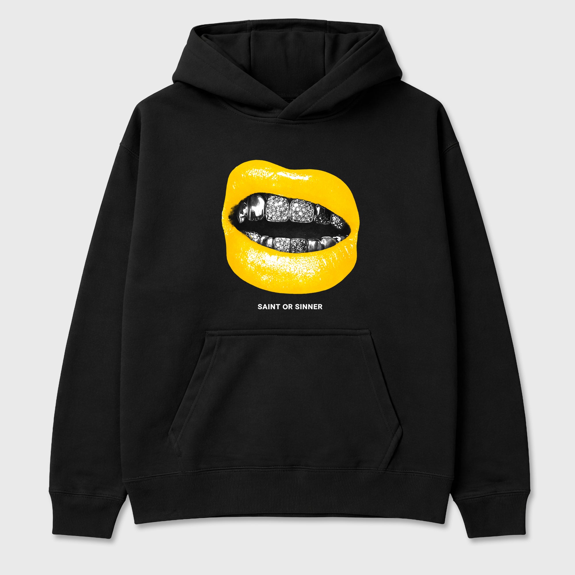 Saint or Sinner Graphic T-Shirt featuring original streetwear artwork designed to match the Air Jordan 4 Tour Yellow. Black 2 Graphic Tee.