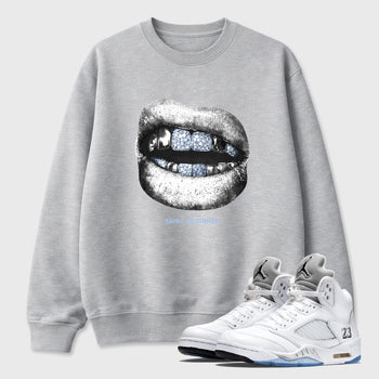 Sneaker match tees – Sneaker Tees To Match Air Jordan 5 White Metallic Shoes – Saint Or Sinner Tee Heather Grey 1
