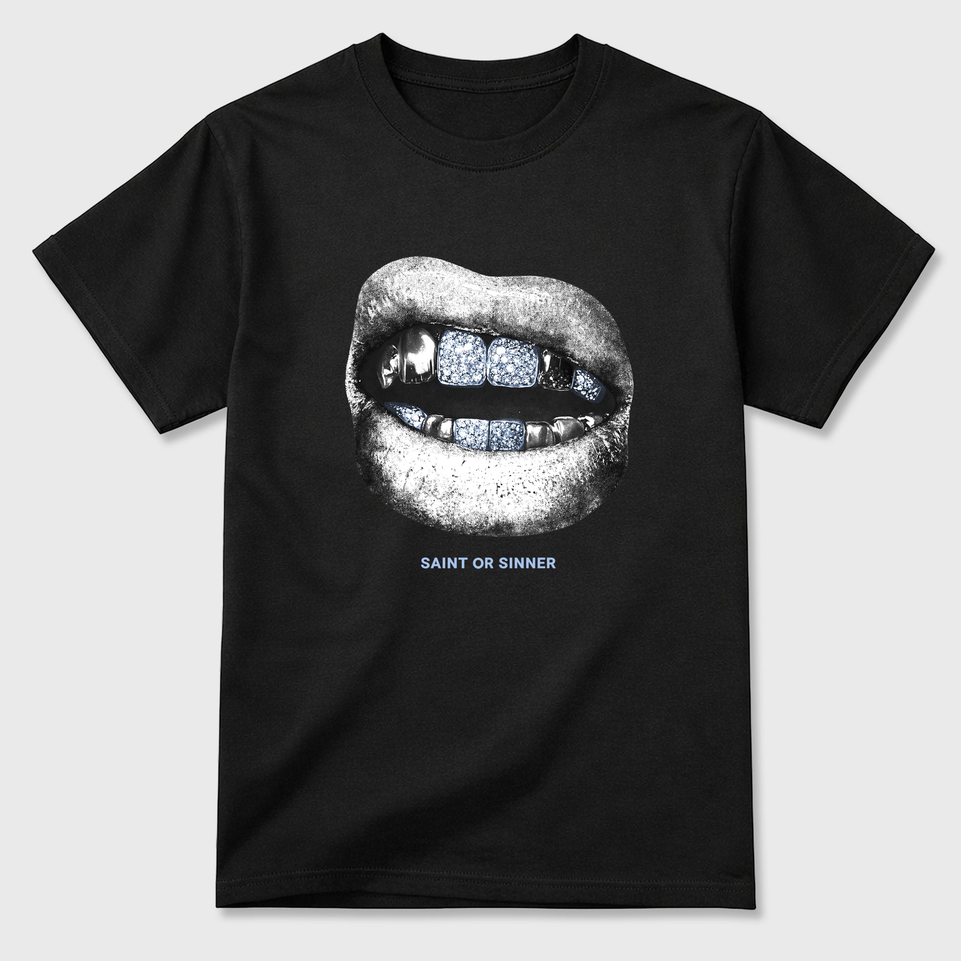 Sneaker match tees – Sneaker Tees To Match Air Jordan 5 White Metallic Shoes – Saint Or Sinner Tee Black 2