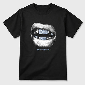 Sneaker match tees – Sneaker Tees To Match Air Jordan 5 White Metallic Shoes – Saint Or Sinner Tee Black 2