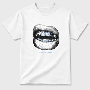 Sneaker match tees – Sneaker Tees To Match Air Jordan 5 White Metallic Shoes – Saint Or Sinner Tee White 2