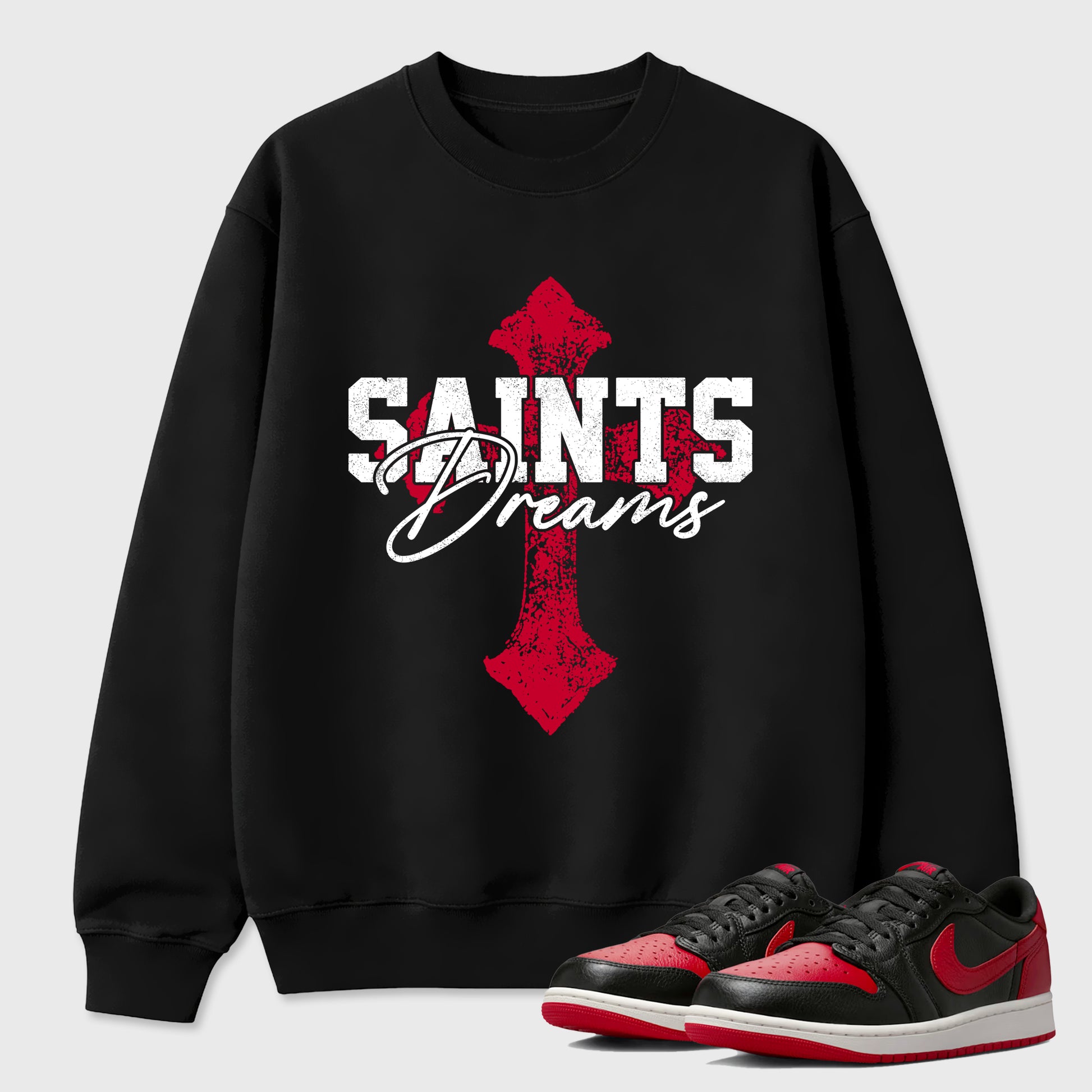 Sneaker match tees – Sneaker Tees To Match Air Jordan 1 Banned Shoes – Saints Dreams Tee Black 1