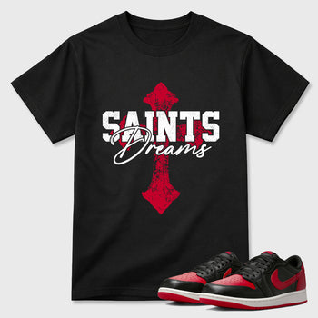 Sneaker match tees – Sneaker Tees To Match Air Jordan 1 Banned Shoes – Saints Dreams Tee Black 1