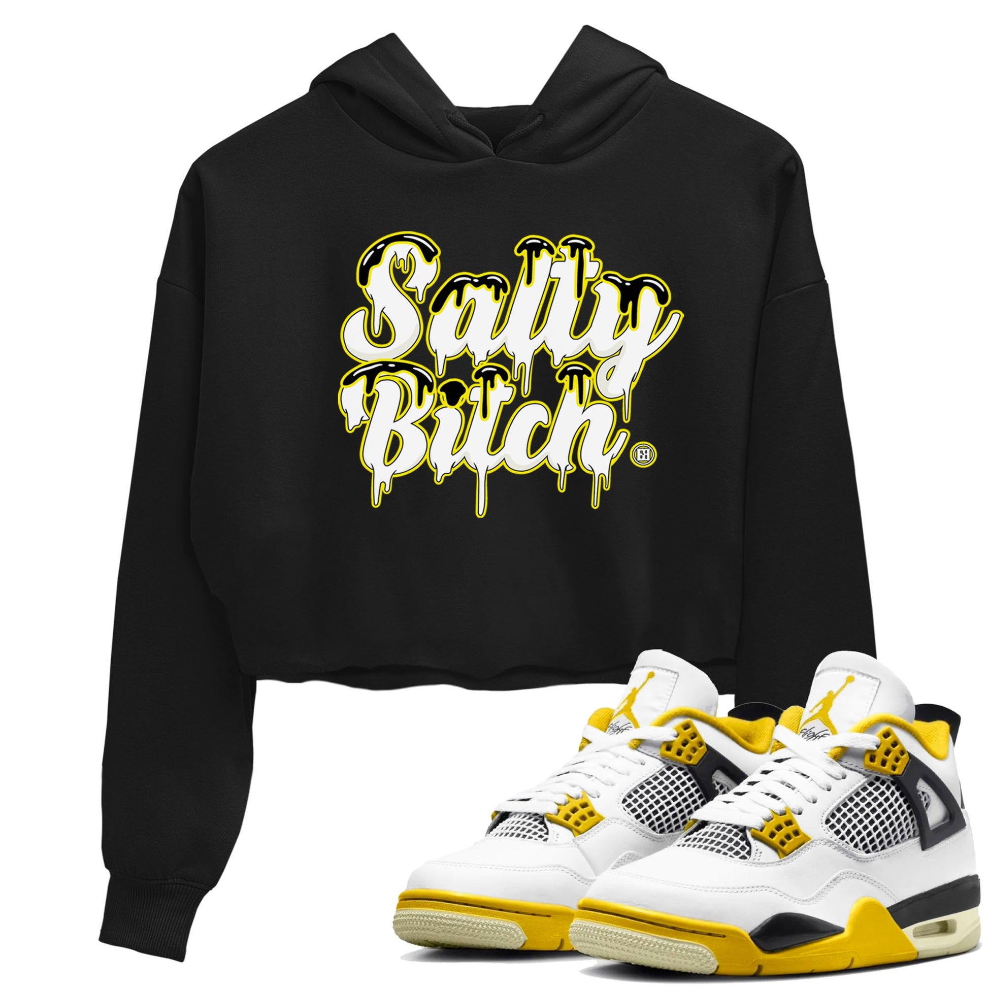 Air Jordan 4 Retro Vivid Sulfur shirt to match jordans Salty Bitch sneaker tees 4s Vivid Sulfur SNRT Sneaker Release Tees Black 1 crop length shirt