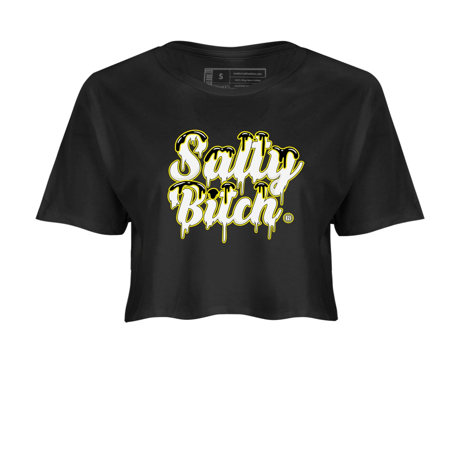 Air Jordan 4 Retro Vivid Sulfur shirt to match jordans Salty Bitch sneaker tees 4s Vivid Sulfur SNRT Sneaker Release Tees Black 2 crop length shirt