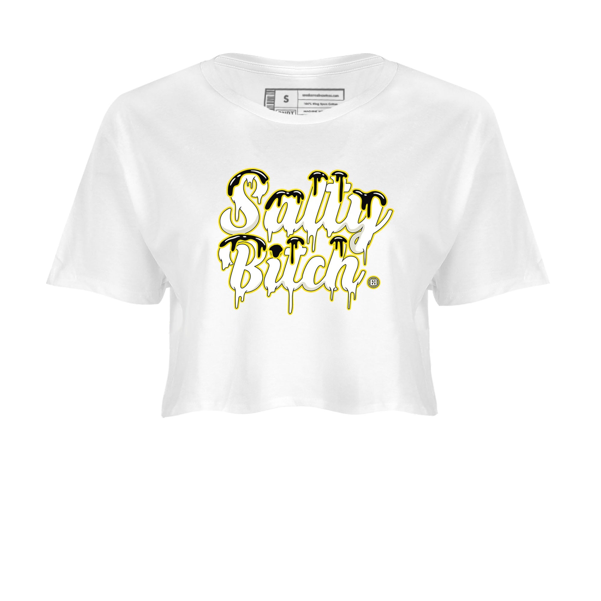 Air Jordan 4 Retro Vivid Sulfur shirt to match jordans Salty Bitch sneaker tees 4s Vivid Sulfur SNRT Sneaker Release Tees White 2 crop length shirt